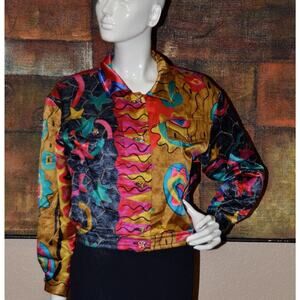Louis Feraud Couture "PICASS0" Jeweled Buttons Designer Satin Jacket Size 4